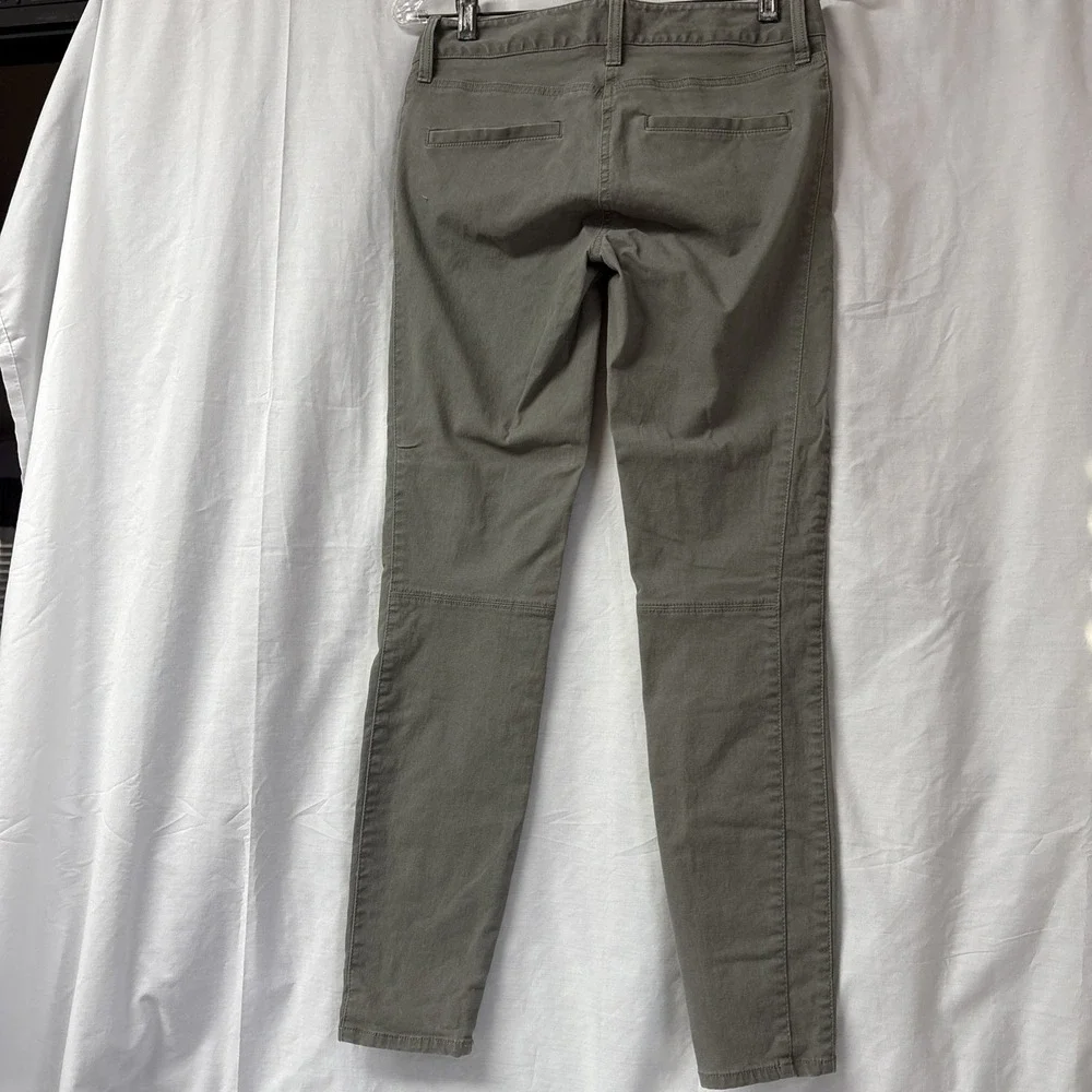 Loft Skinny Ankle Pants Womens 00 Green Khaki Flat Front Chino Modern Marisa